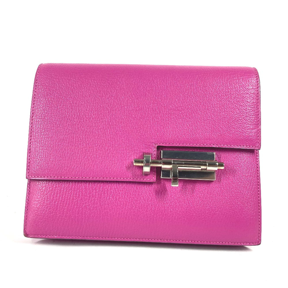 HERMES Veru Bag Pouch Clutch Bag Chevre Women's Rose Purple Purple
