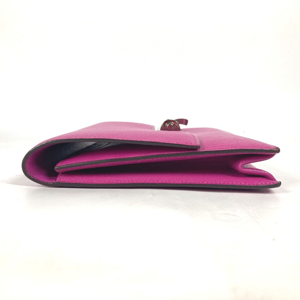 HERMES Veru Bag Pouch Clutch Bag Chevre Women's Rose Purple Purple