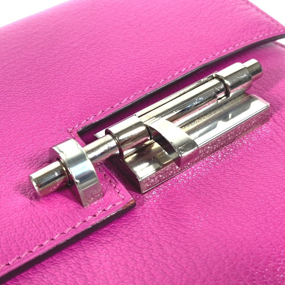 HERMES Veru Bag Pouch Clutch Bag Chevre Women's Rose Purple Purple