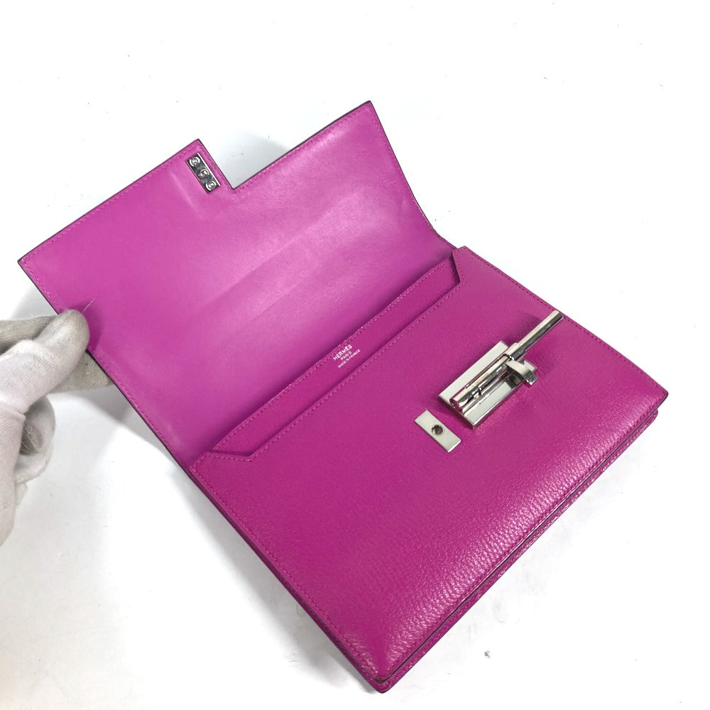 HERMES Veru Bag Pouch Clutch Bag Chevre Women's Rose Purple Purple