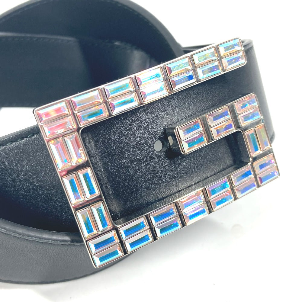 GUCCI 550106 Sequined GG Logo Crystal Trouser Belt Leather Belt Women's Black