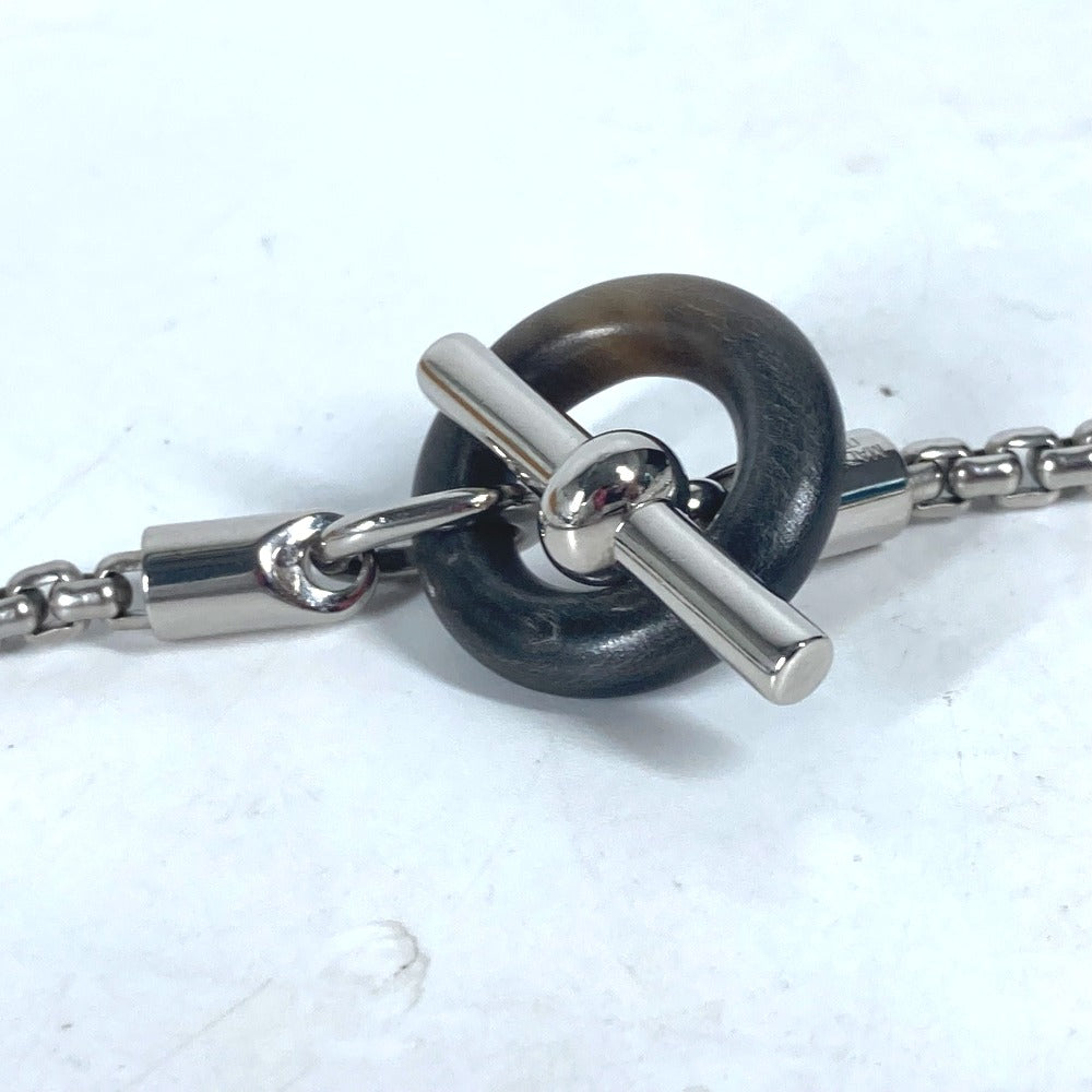 HERMES Meri-Mero Chain Necklace, Buffalo Horn, Women's, Silver