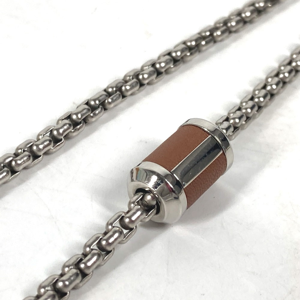 HERMES Meri-Mero Chain Necklace, Buffalo Horn, Women's, Silver