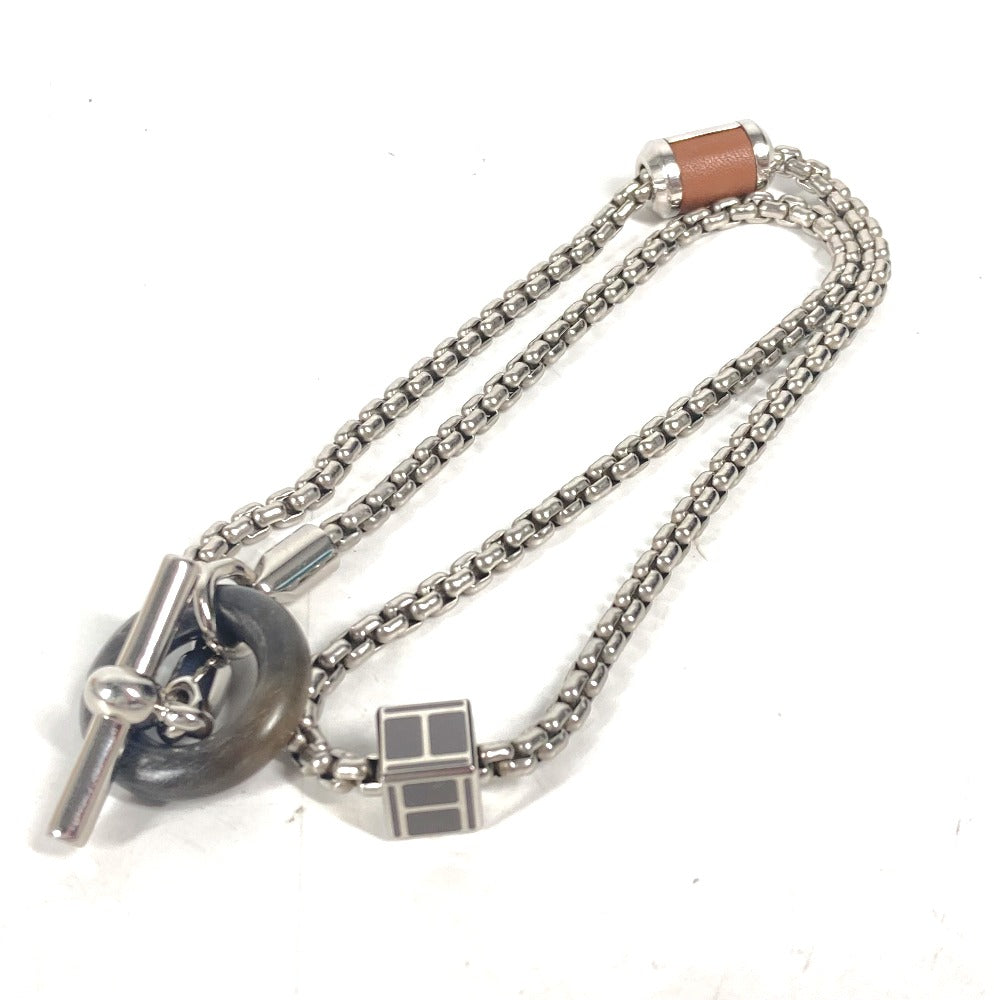 HERMES Meri-Mero Chain Necklace, Buffalo Horn, Women's, Silver