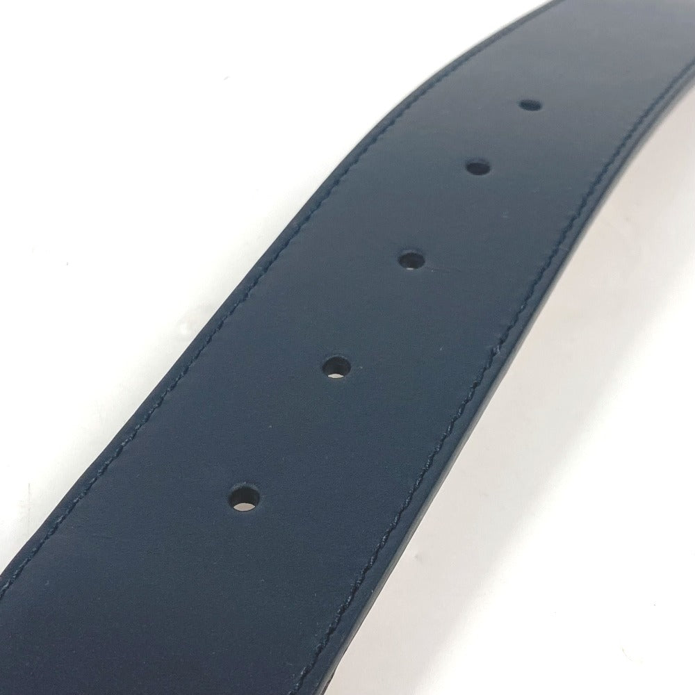 GUCCI 411924 GG Interlocking G Belt, Accessory, Pants Belt, Leather/Canvas, Women's, Navy