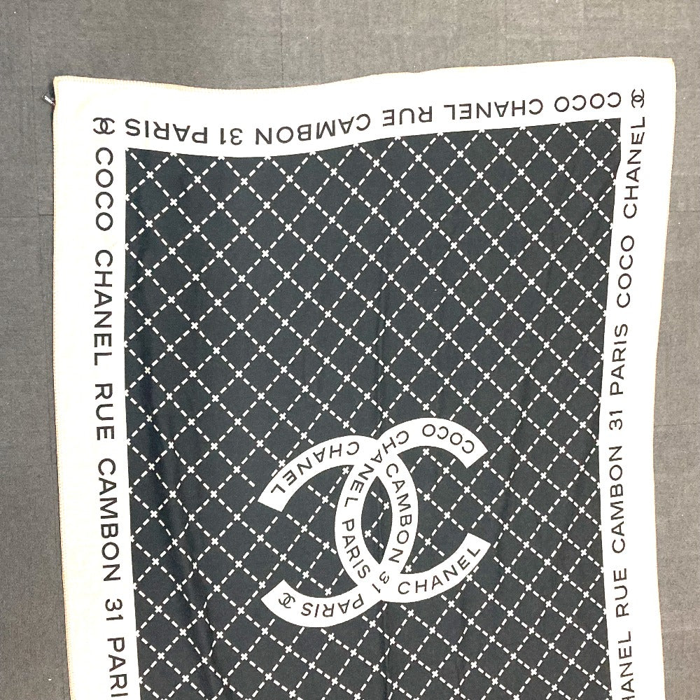 CHANEL 大判 ロゴ ポーチ付き インテリア ひざかけ ブランケット ウール レディース ブラック