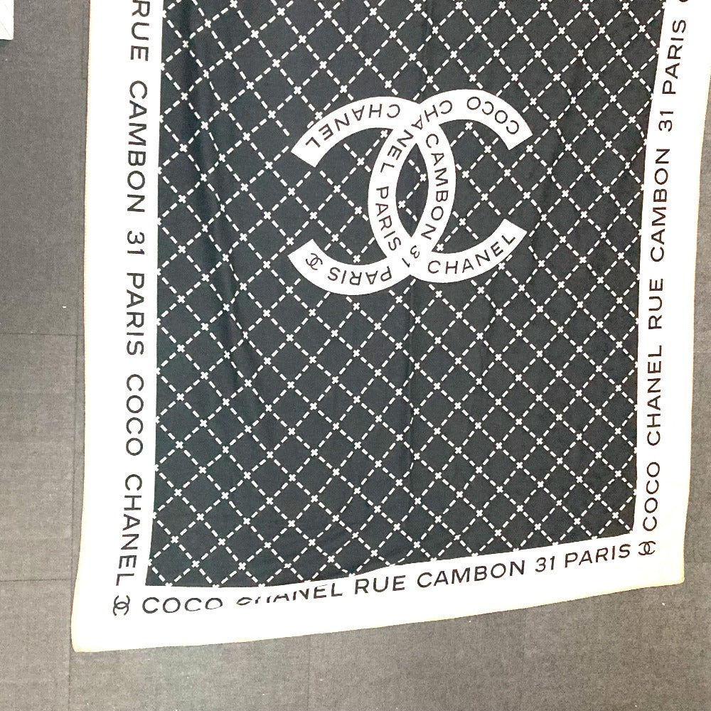 CHANEL 大判 ロゴ ポーチ付き インテリア ひざかけ ブランケット ウール レディース ブラック
