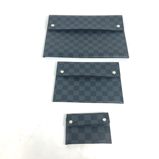 LOUIS VUITTON N60255 ダミエグラフィット アルファ トリプルポーチ カバン 3つセット 長財布 カードケース クラッチバッグ ダミエグラフィットキャンバス メンズ ブラック