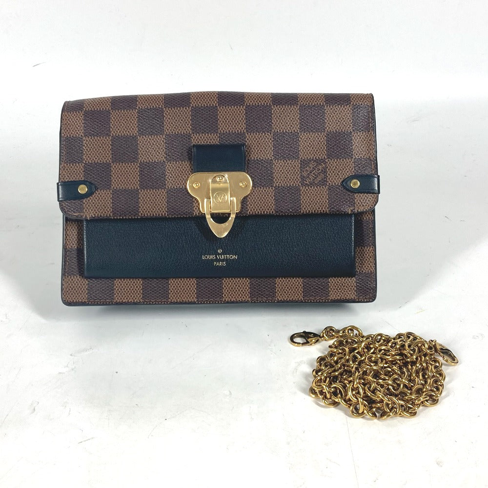 LOUIS VUITTON N60221 ダミエ ポルトフォイユ・ヴァヴァン チェーン チェーンウォレット ショルダーバッグ 斜め掛け 長財布 ダミエキャンバス レディース ノワール ブラウン