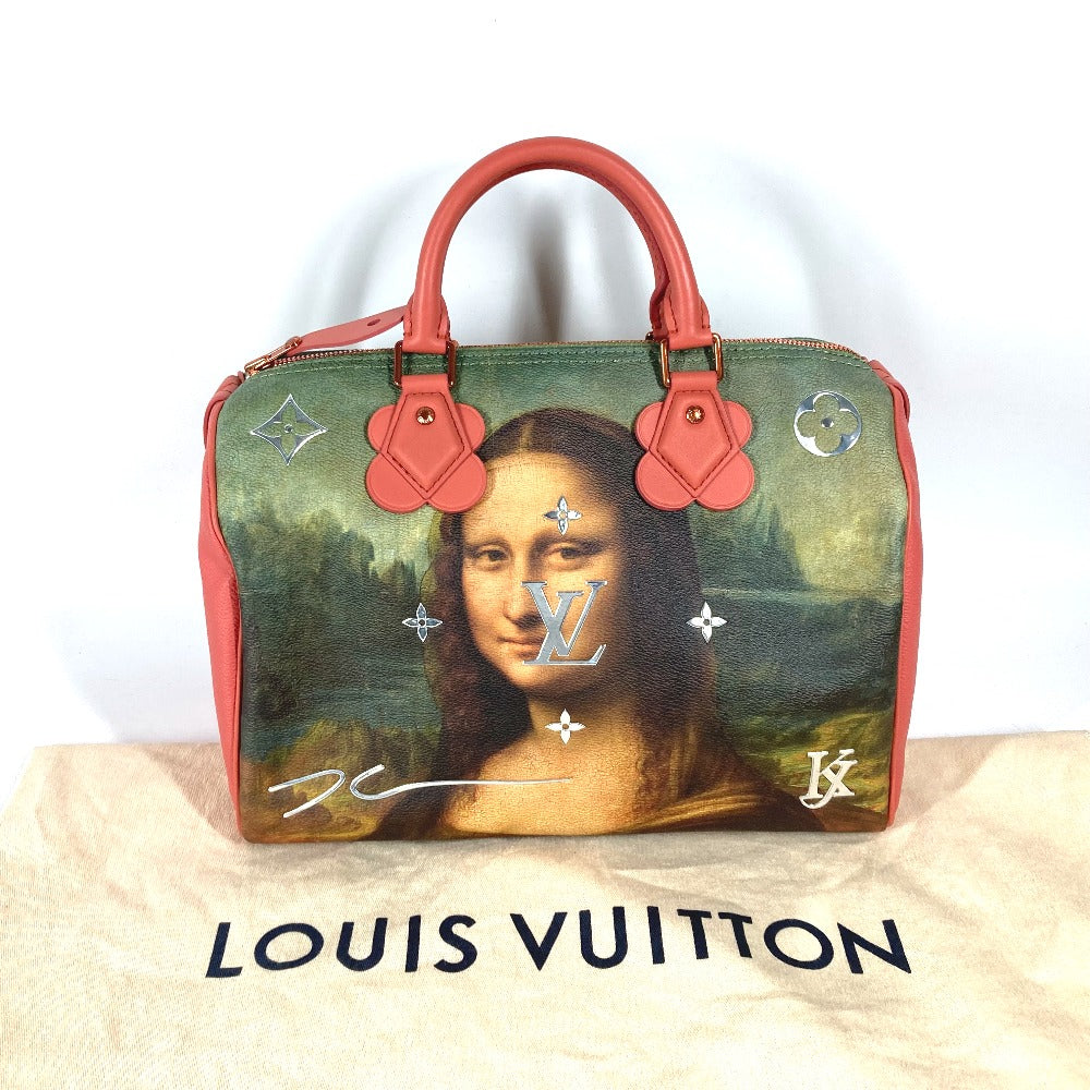 LOUIS VUITTON M43372 マスターズコレクション スピーディ30 モナ リザ ミニボストンバッグ カバン ハンドバッグ レザー/PVC レディース ピンク