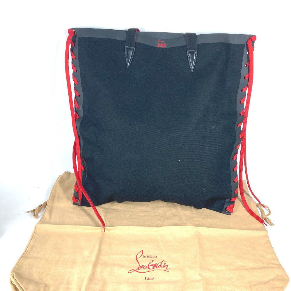 Christian Louboutin 3195149 カバン トートバッグ カバレース CABALACE シューレース 縦型 バイカラー ショルダーバッグ キャンバス レディース ブラック