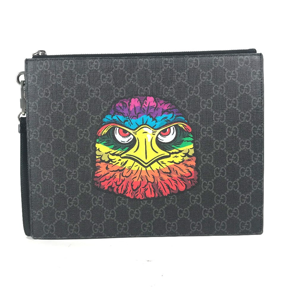 GUCCI 547084 GGスプリーム BESTIARY ベスティアリー カバン ポーチ ストラップ付 クラッチバッグ GGスプリームキャンバス ユニセックス ブラック