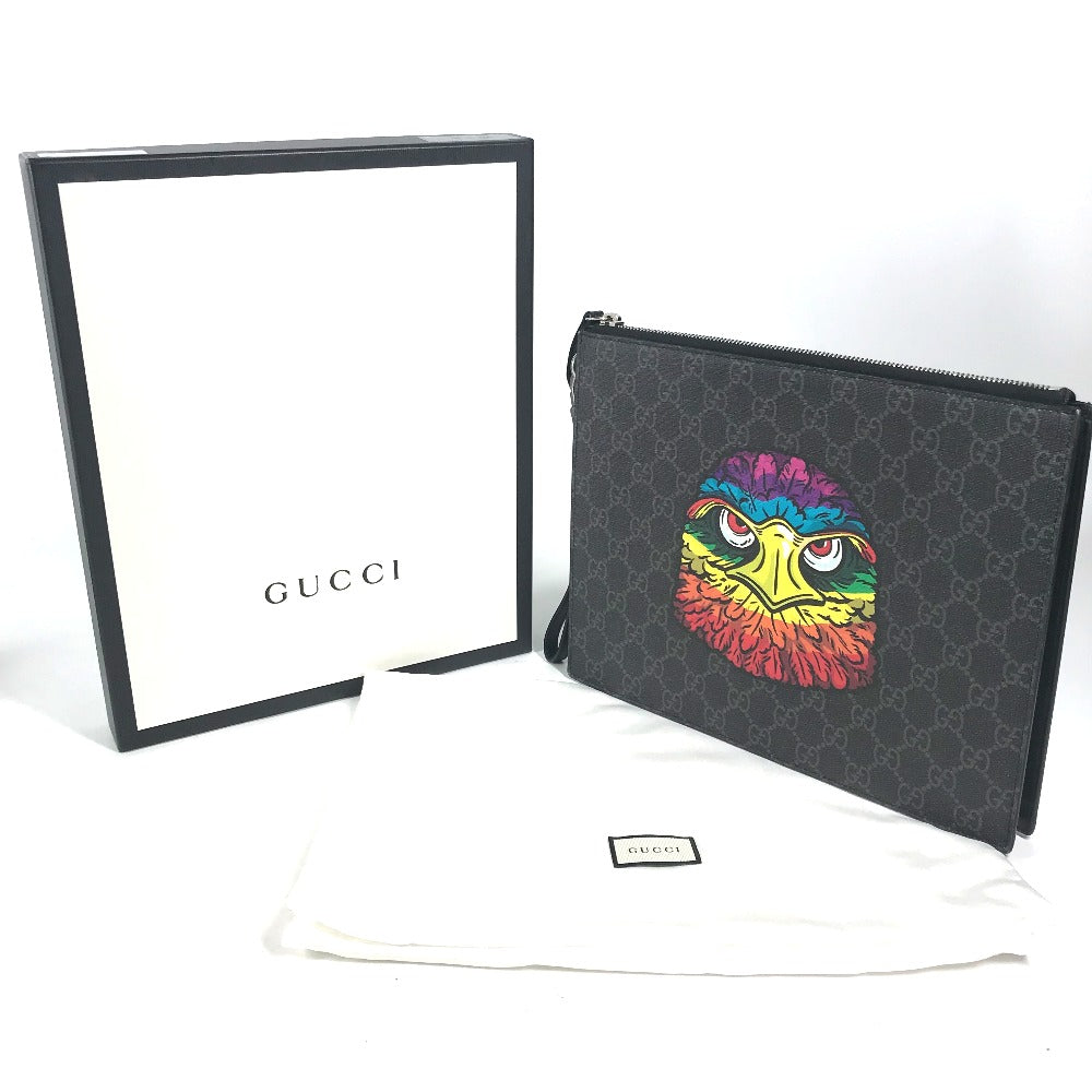 GUCCI 547084 GGスプリーム BESTIARY ベスティアリー カバン ポーチ ストラップ付 クラッチバッグ GGスプリームキャンバス ユニセックス ブラック