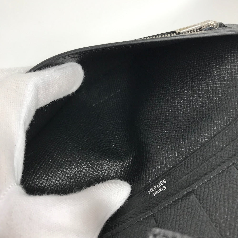 HERMES Hロゴ ベアンスフレ 2つ折り ロングウォレット 長財布 エプソン ユニセックス ブラック