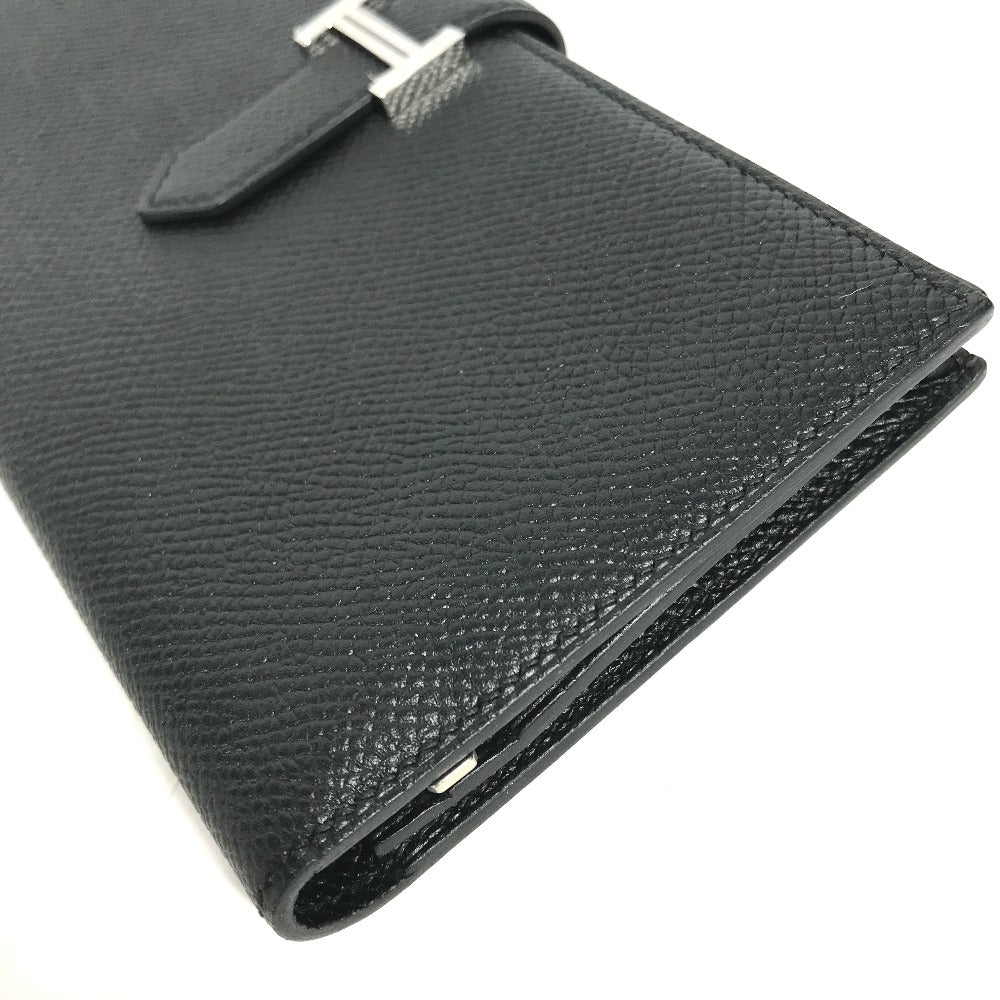 HERMES Hロゴ ベアンスフレ 2つ折り ロングウォレット 長財布 エプソン ユニセックス ブラック