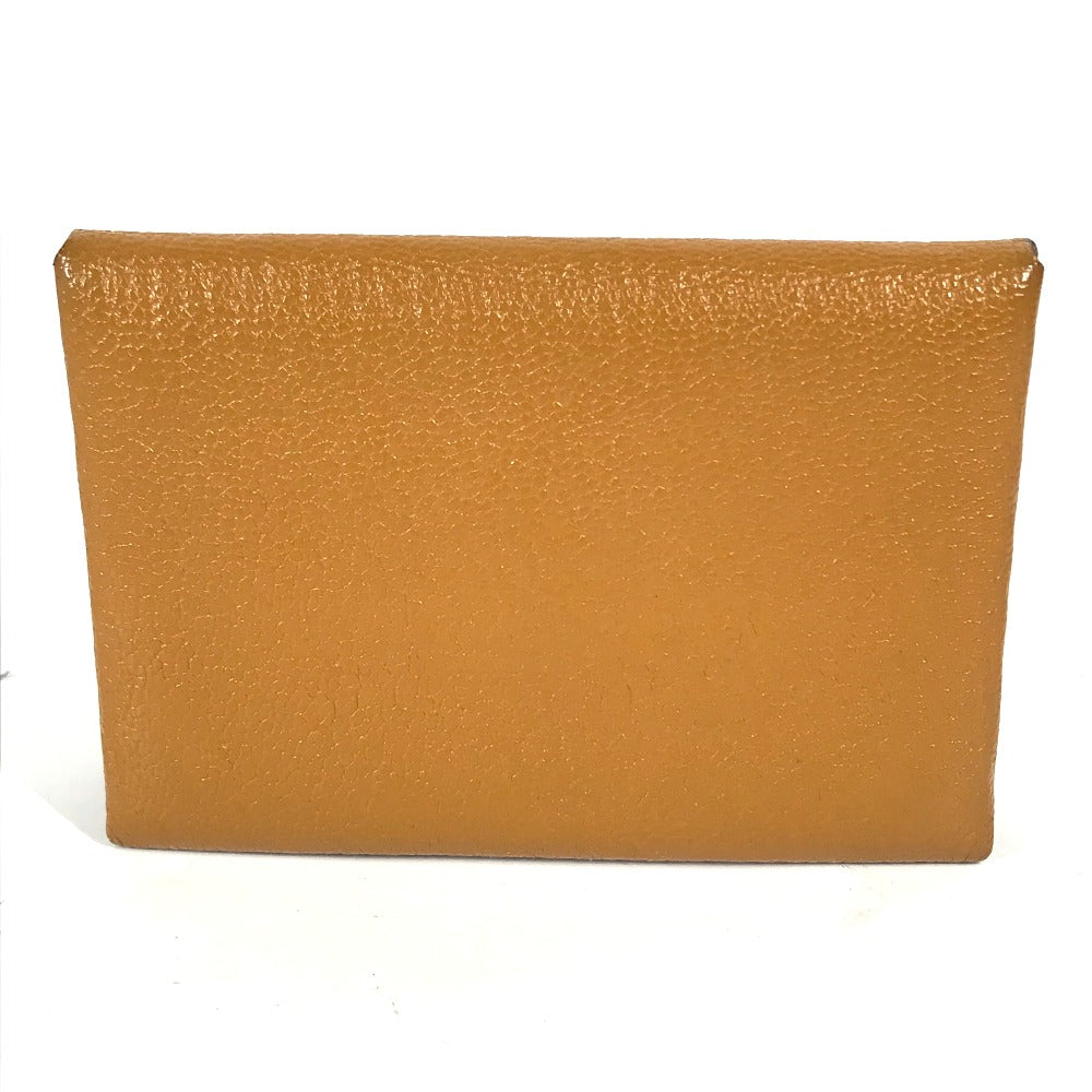 HERMES 二つ折り バイカラー カルヴィデュオ ヴェルソ カードケース 小銭入れ 財布 カードケース 名刺入れ コインケース シェーブル ユニセックス キャラメル/ローズサクラ ベージュ