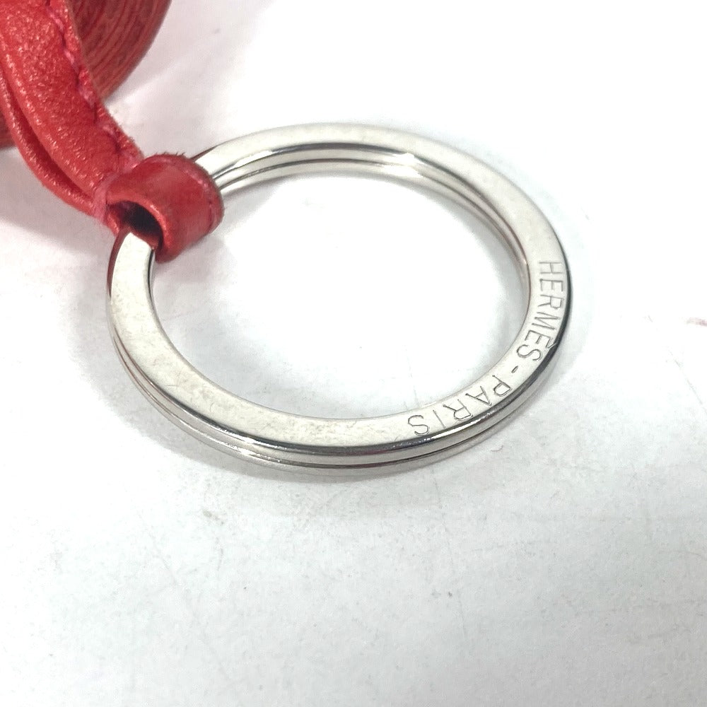 HERMES フリンジ カルメン バッグチャーム キーリング キーホルダー レザー レディース レッド