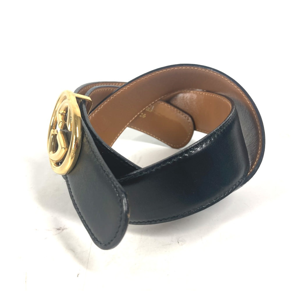 GUCCI 036・519・2964 ヴィンテージ GG ロゴ バックル アクセサリー ズボン用ベルト ベルト レザー レディース ブラック
