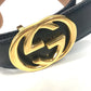 GUCCI 036・519・2964 ヴィンテージ GG ロゴ バックル アクセサリー ズボン用ベルト ベルト レザー レディース ブラック