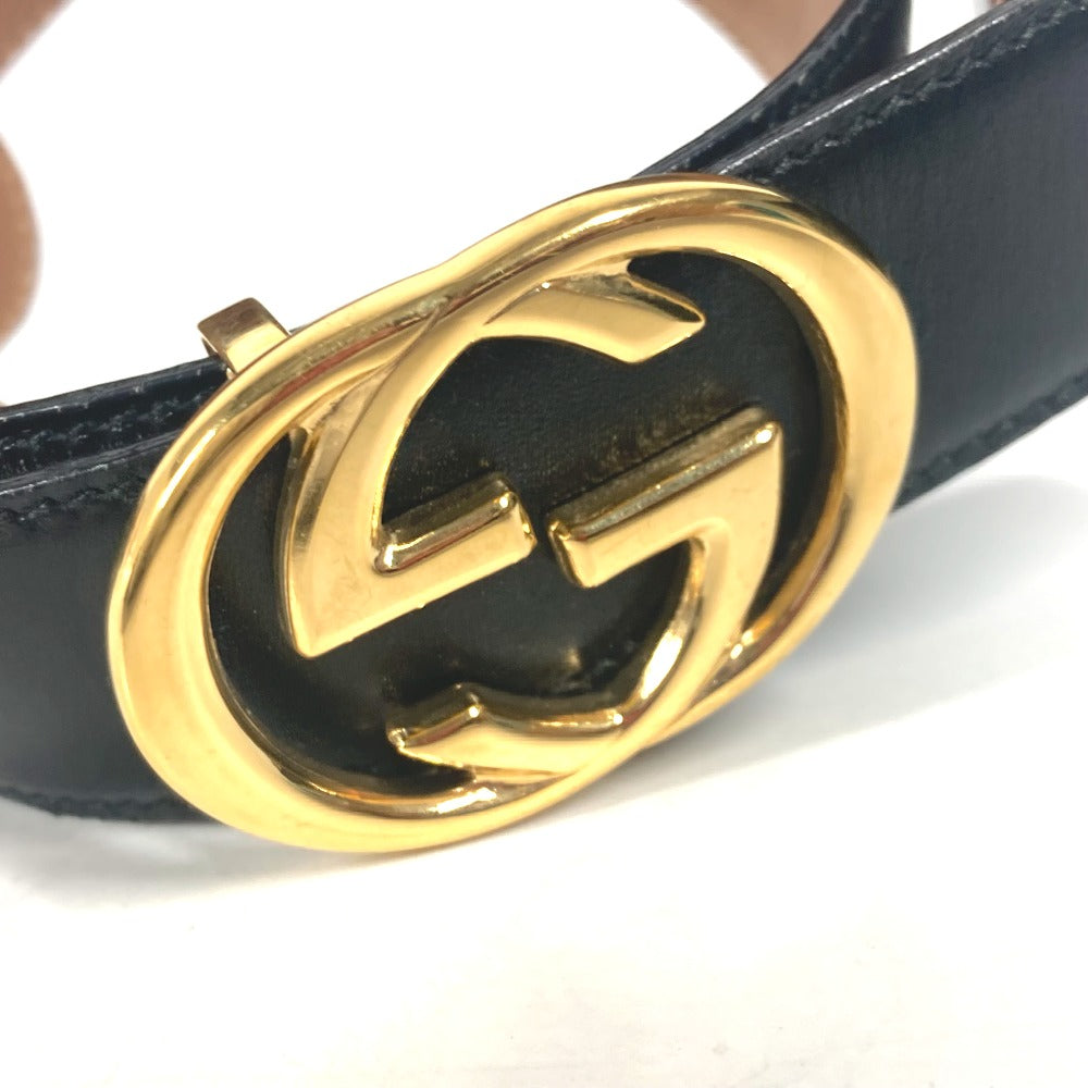 GUCCI 036・519・2964 ヴィンテージ GG ロゴ バックル アクセサリー ズボン用ベルト ベルト レザー レディース ブラック
