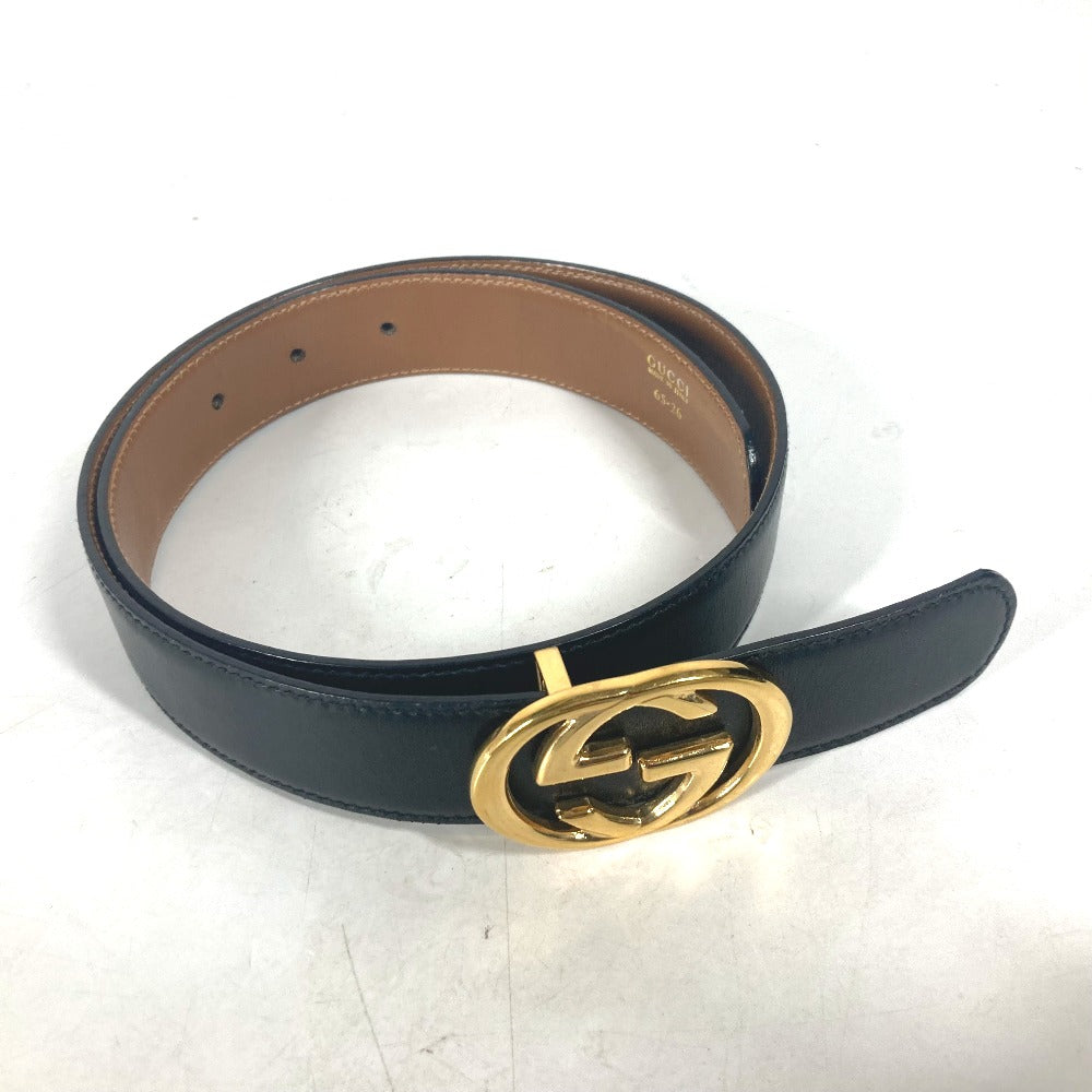 GUCCI 036・519・2964 ヴィンテージ GG ロゴ バックル アクセサリー ズボン用ベルト ベルト レザー レディース ブラック