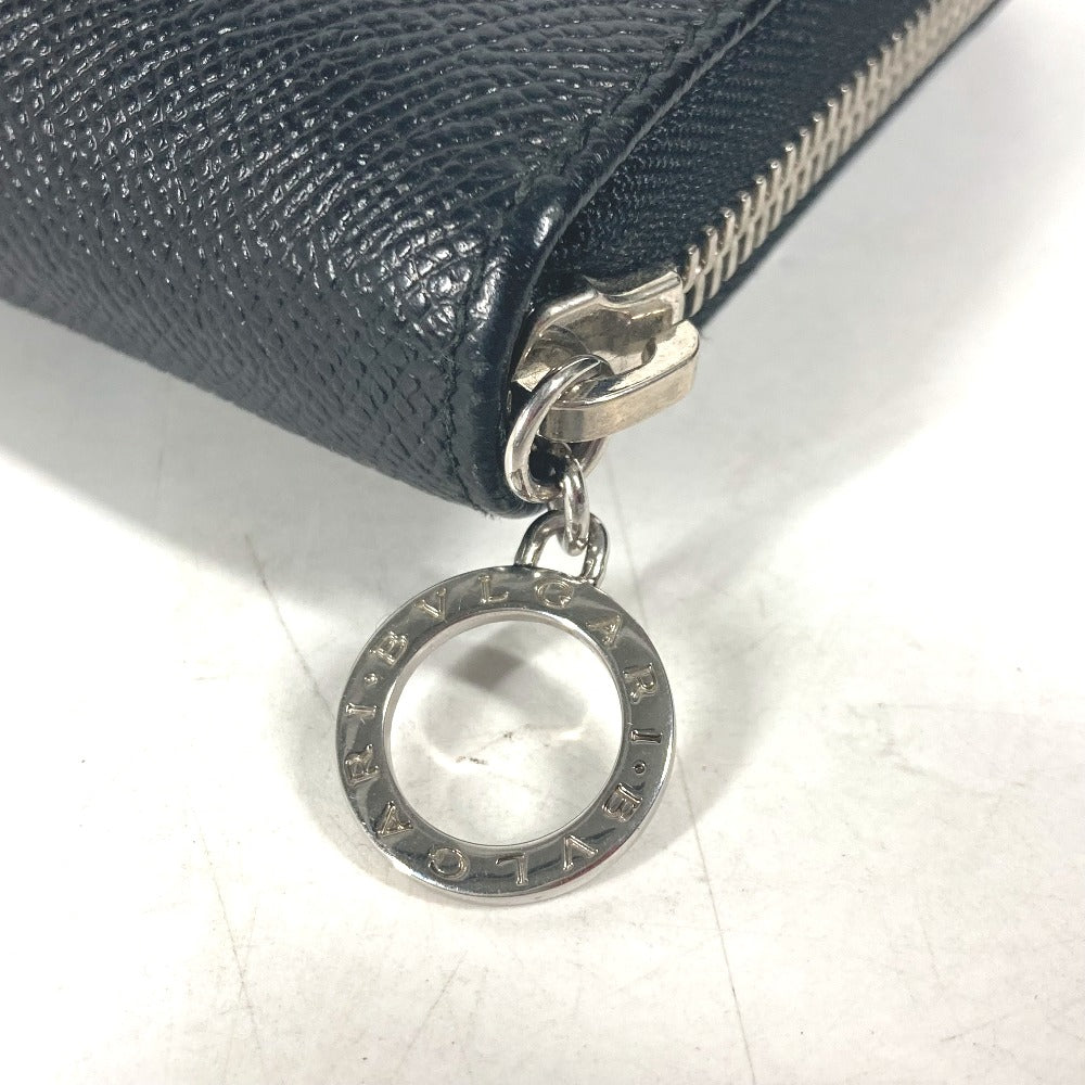 BVLGARI ブルガリブルガリ ラウンドファスナー 長財布 レザー ユニセックス ブラック