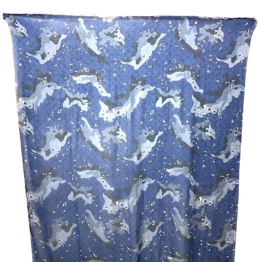 LOUIS VUITTON MP2546 モノグラム カモフラージュ ストール ショール フリンジ マフラー 迷彩 大判 ストール カシミヤ ユニセックス ブルー