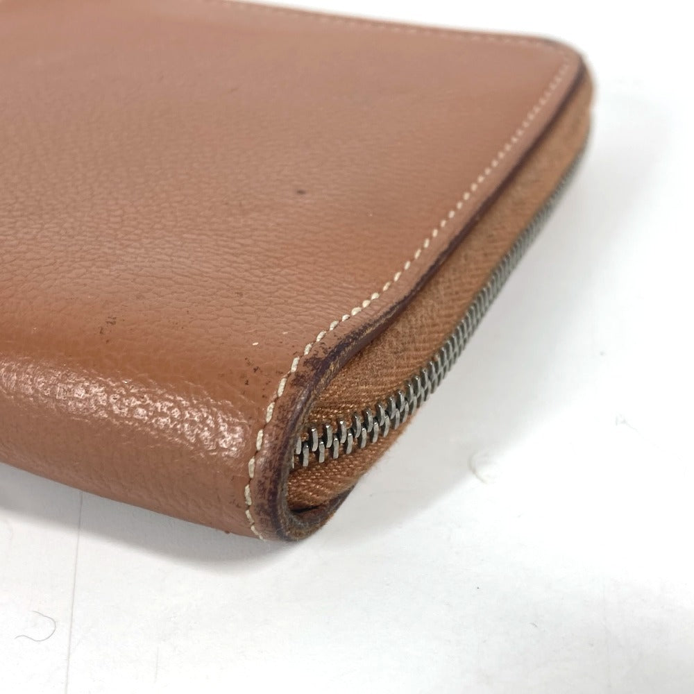 HERMES ラウンドファスナー ジップアンゴーホース コンパクトウォレット 札入れ 2つ折り財布 レザー ユニセックス ブラウン