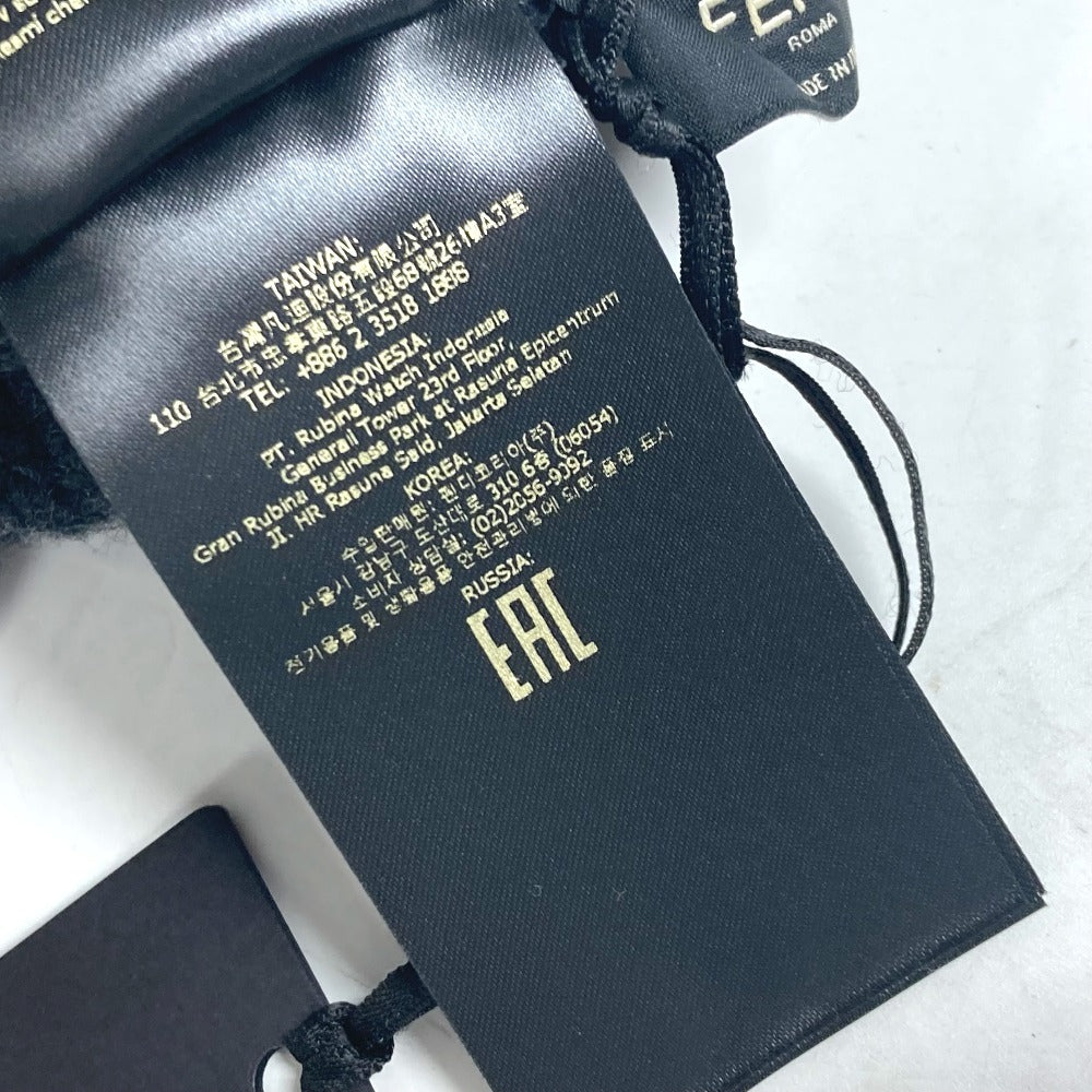 FENDI FXQ959 ロゴ ポケット付き ビーニー 帽子 ニット帽 ニットキャップ ニット帽 ウール ユニセックス グレー