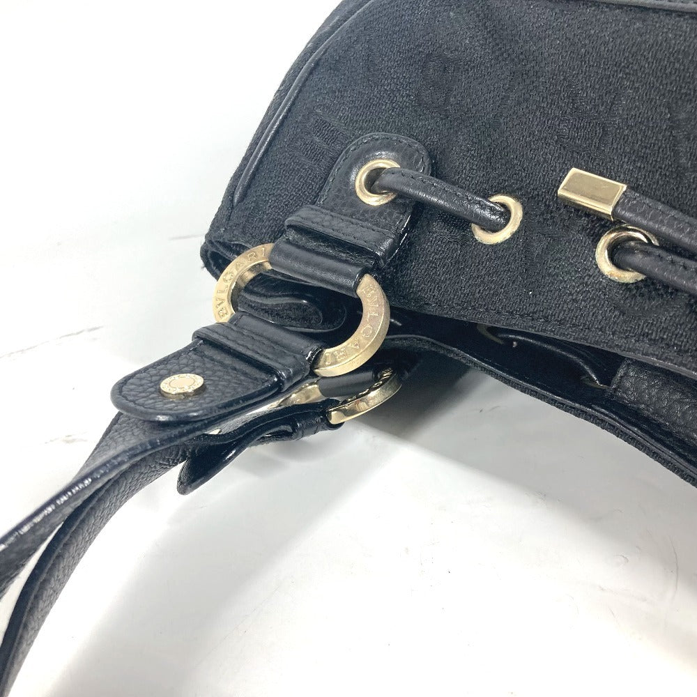 BVLGARI ロゴマニア カバン 肩掛け トートバッグ ショルダーバッグ レザー/キャンバス レディース ブラック
