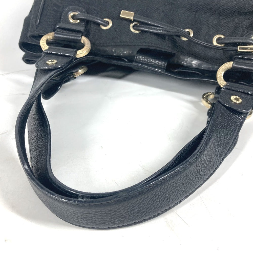BVLGARI ロゴマニア カバン 肩掛け トートバッグ ショルダーバッグ レザー/キャンバス レディース ブラック