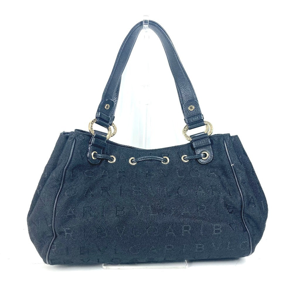 BVLGARI ロゴマニア カバン 肩掛け トートバッグ ショルダーバッグ レザー/キャンバス レディース ブラック