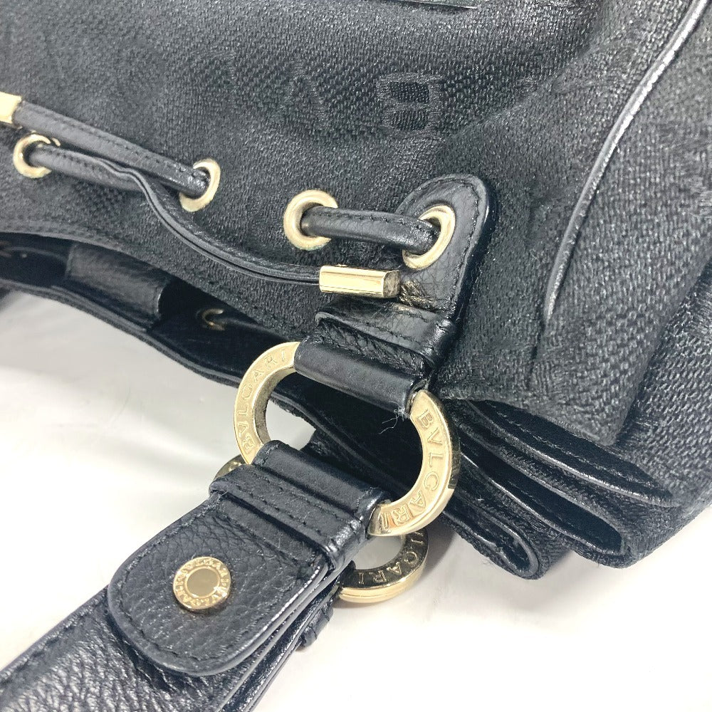 BVLGARI ロゴマニア カバン 肩掛け トートバッグ ショルダーバッグ レザー/キャンバス レディース ブラック