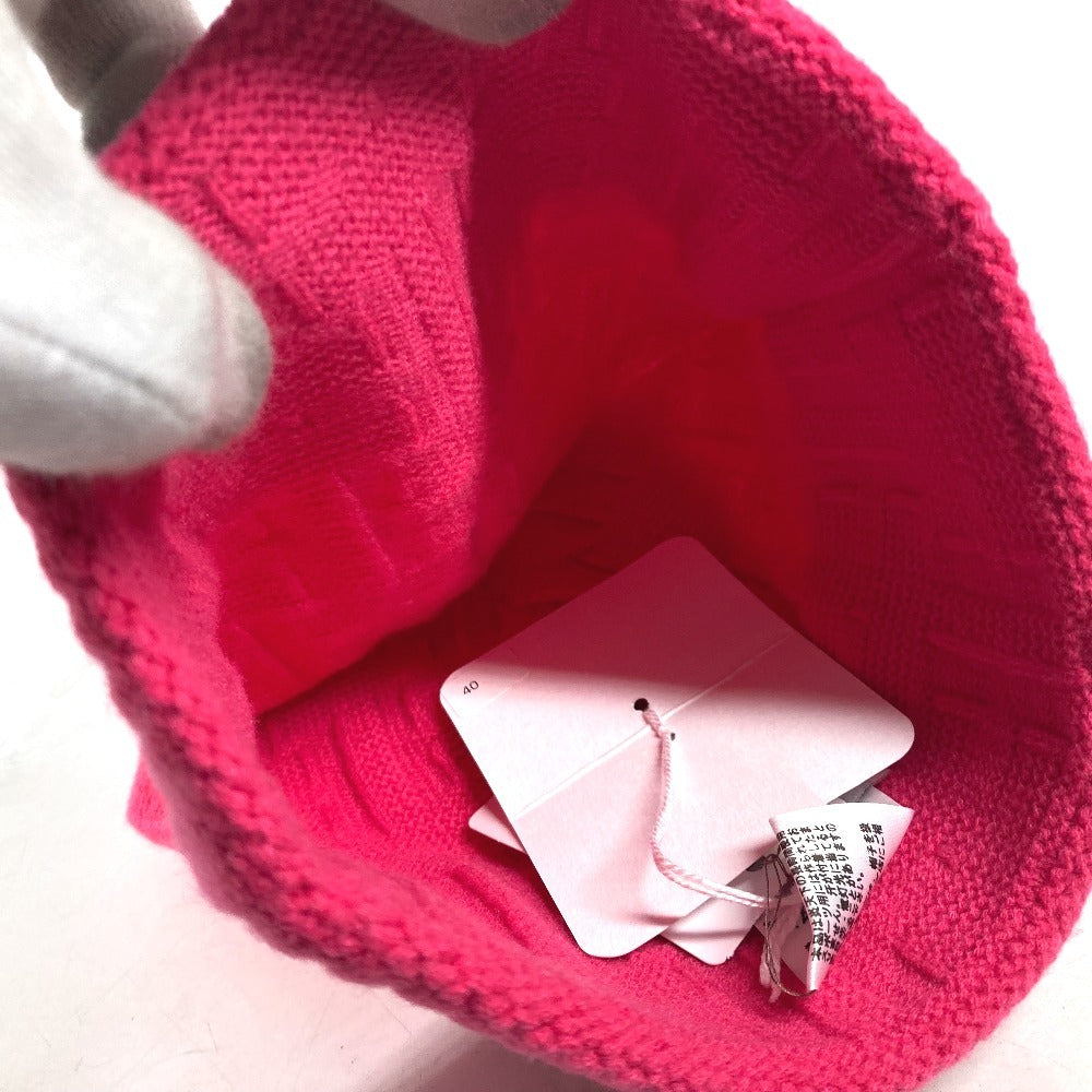 HERMES Serie H Logo Fragrance Beanie Hat Knit Cap Wool Women's Pink