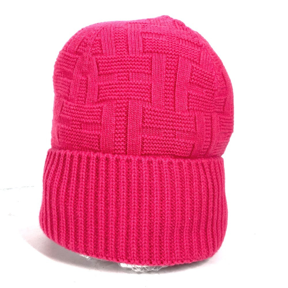 HERMES Serie H Logo Fragrance Beanie Hat Knit Cap Wool Women's Pink