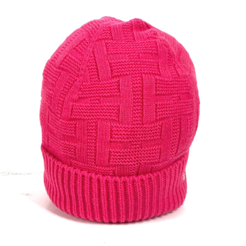 HERMES Serie H Logo Fragrance Beanie Hat Knit Cap Wool Women's Pink