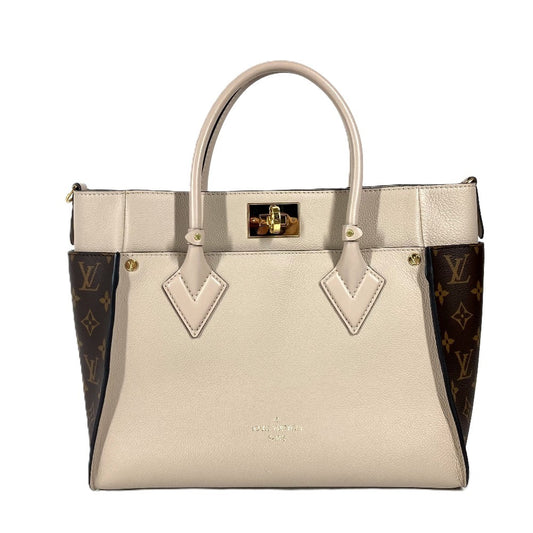 LOUIS VUITTON M58485 モノグラム オンマイサイド MM 肩掛け ハンドバッグ ハンドバッグ ショルダーバッグ カーフレザー レディース グレージュ ベージュ系