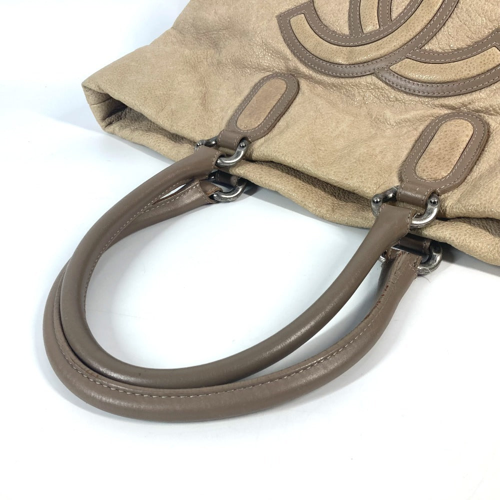 CHANEL デカココ CC ロゴ カバン 肩掛け トートバッグ ショルダーバッグ レザー レディース ベージュ