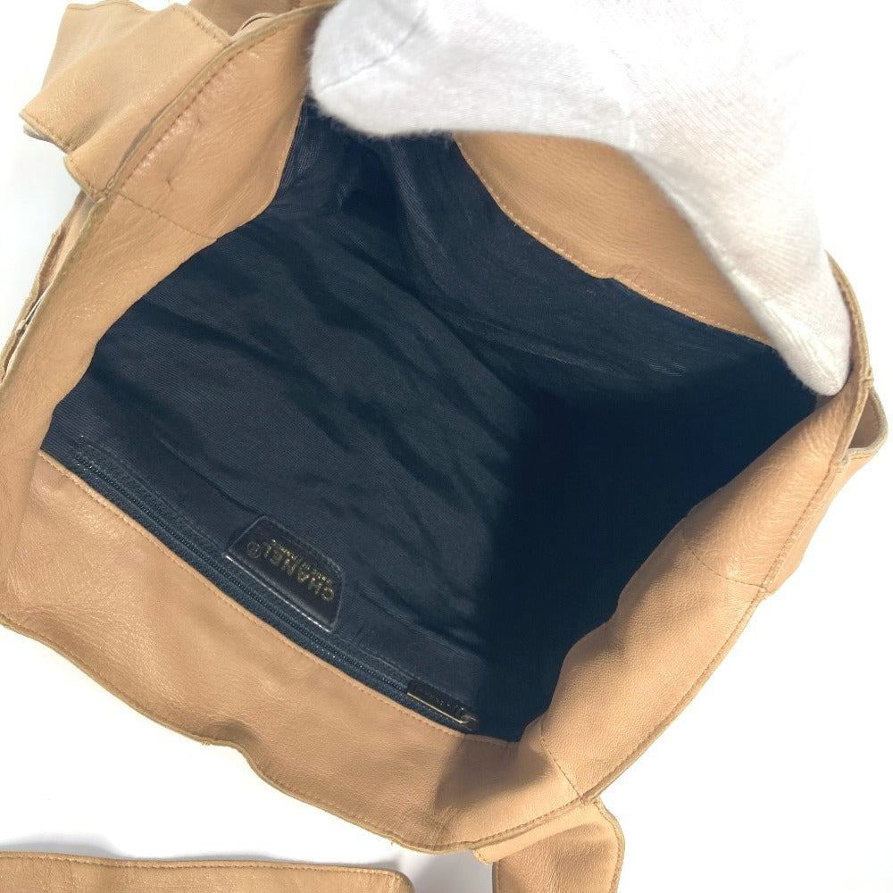CHANEL vintage Chocolate bar Shoulder bag Tote Bag Shoulder Bag Leather Beige Used