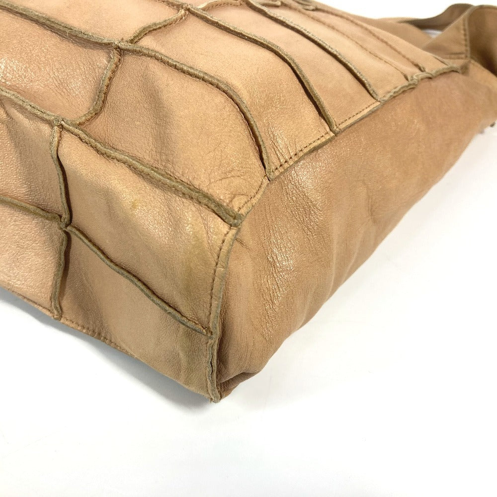 CHANEL vintage Chocolate bar Shoulder bag Tote Bag Shoulder Bag Leather Beige Used