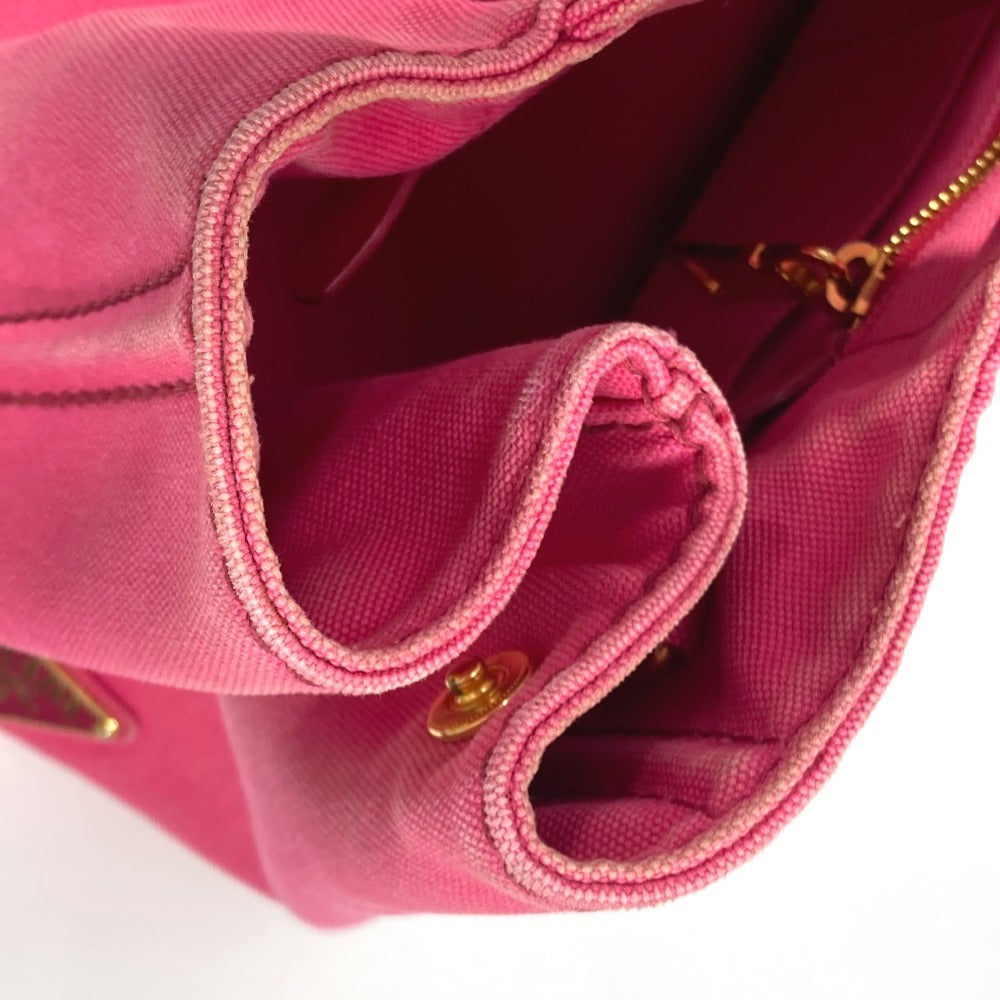 PRADA 1BG642 カナパ ロゴ M カバン ハンドバッグ トートバッグ キャンバス レディース ピンク