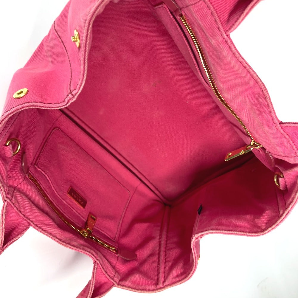 PRADA 1BG642 カナパ ロゴ M カバン ハンドバッグ トートバッグ キャンバス レディース ピンク
