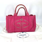 PRADA 1BG642 カナパ ロゴ M カバン ハンドバッグ トートバッグ キャンバス レディース ピンク