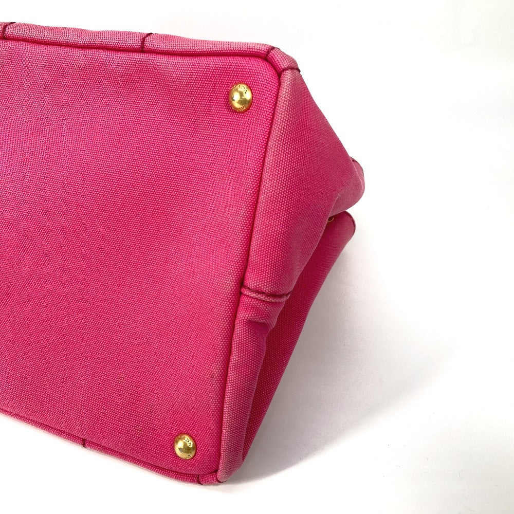 PRADA 1BG642 カナパ ロゴ M カバン ハンドバッグ トートバッグ キャンバス レディース ピンク