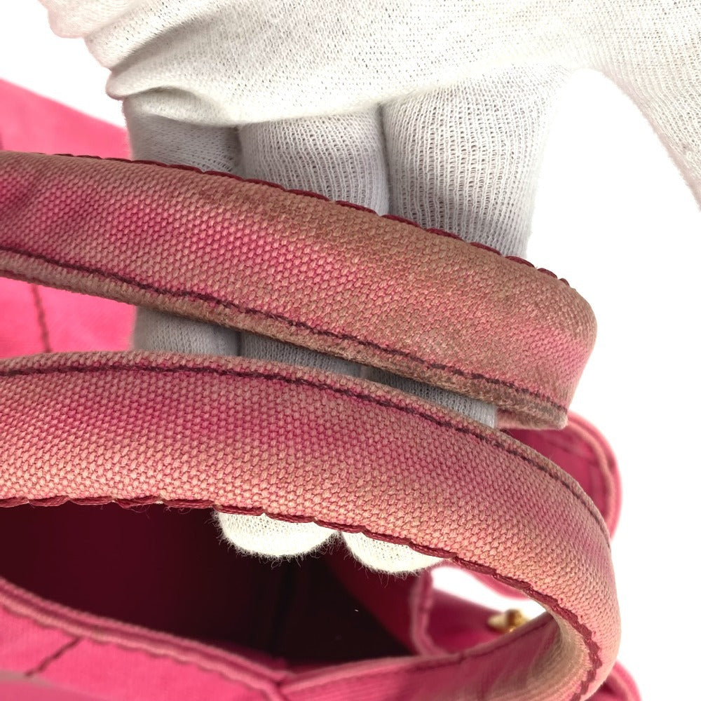 PRADA 1BG642 カナパ ロゴ M カバン ハンドバッグ トートバッグ キャンバス レディース ピンク