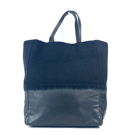 CHANEL CC ココマーク ロゴ 縦型トート トートバッグ カバン 肩掛け ショルダーバッグ ニット/レザー レディース ブラック