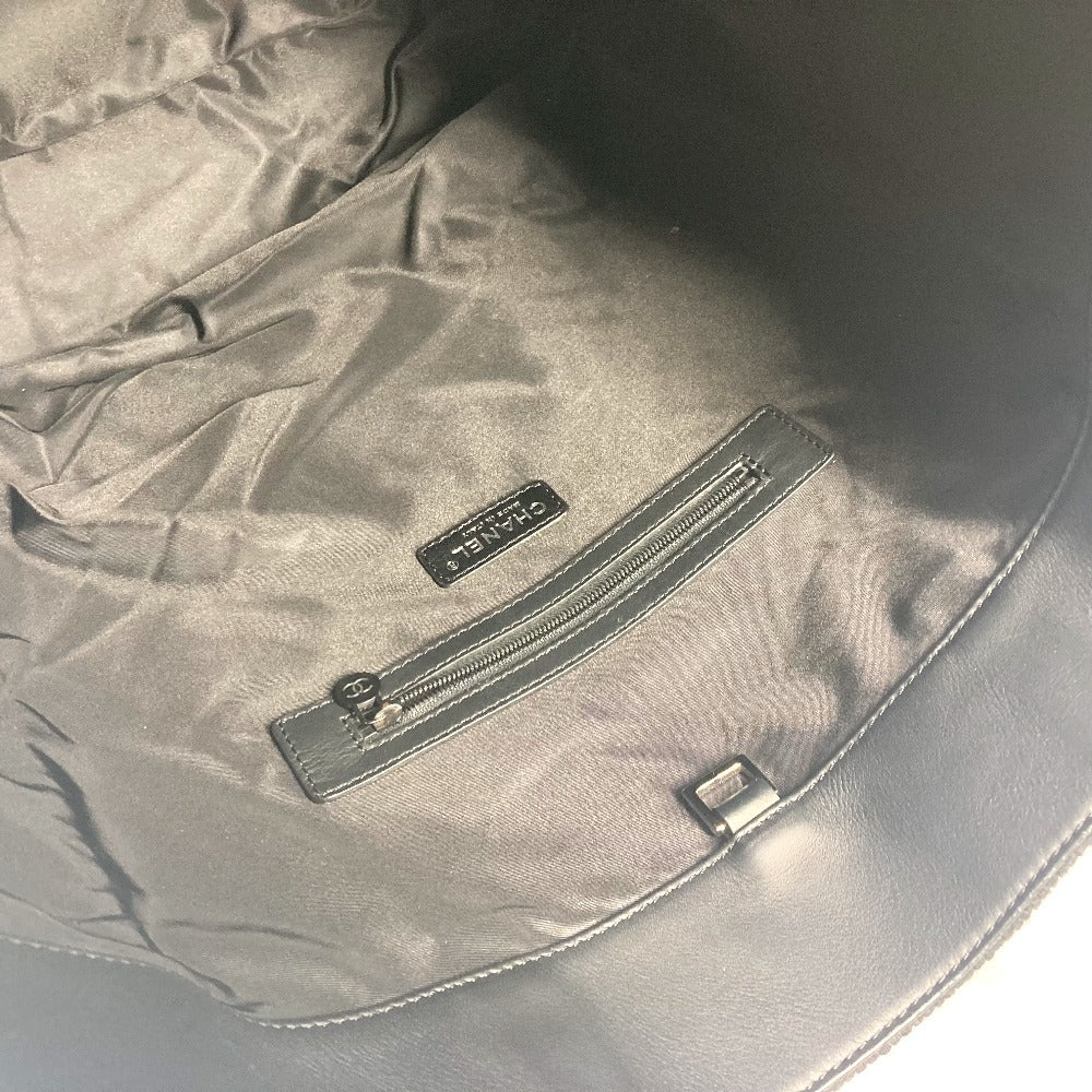CHANEL CC ココマーク ロゴ 縦型トート トートバッグ カバン 肩掛け ショルダーバッグ ニット/レザー レディース ブラック