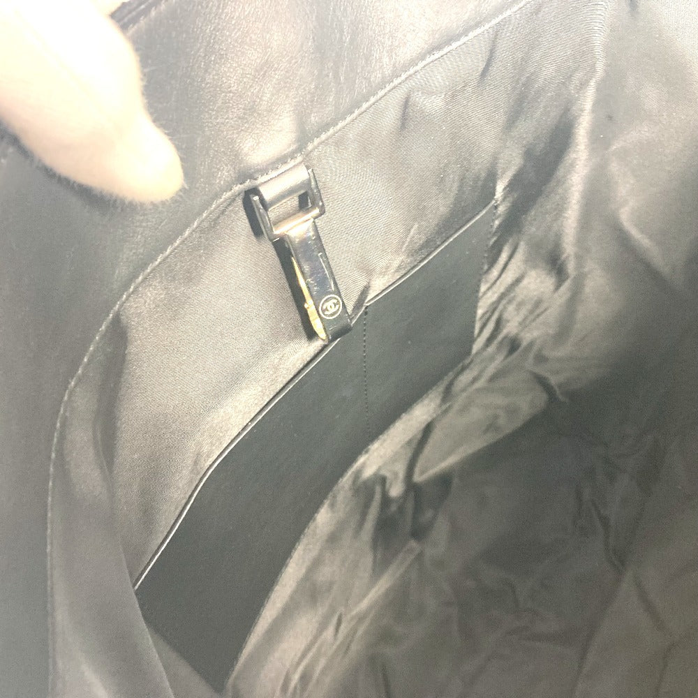 CHANEL CC ココマーク ロゴ 縦型トート トートバッグ カバン 肩掛け ショルダーバッグ ニット/レザー レディース ブラック