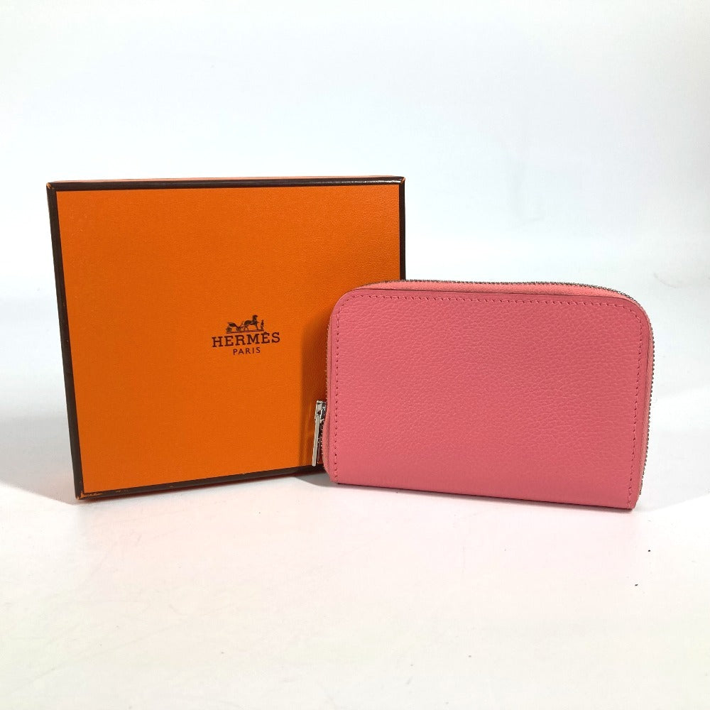 HERMES ジップアンゴー 財布 小銭入れ ラウンドファスナー コインケース レザー レディース ピンク