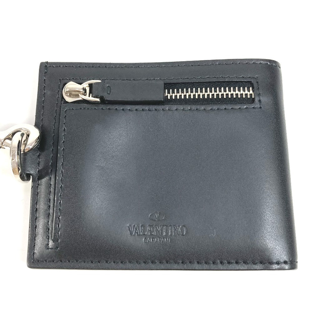 VALENTINO VLTNロゴ ネックウォレット 財布 小銭入れ ストラップ付 2つ折り財布 レザー レディース ブラック